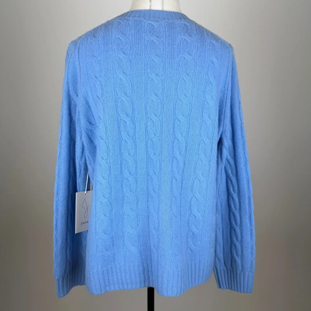 NWD Joie 100% Cashmere Cable Knit Crewneck Sweater Blue Womens Size Large Luxury